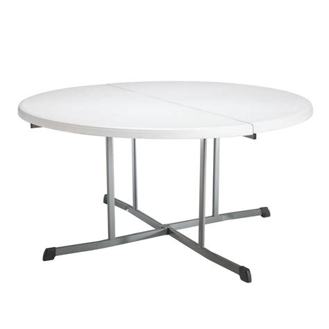 home depot white folding table|foldable white table round 60.